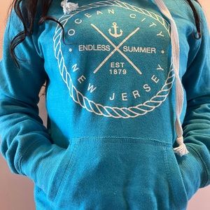 V neck Hooded Beachwear Sweatshirt